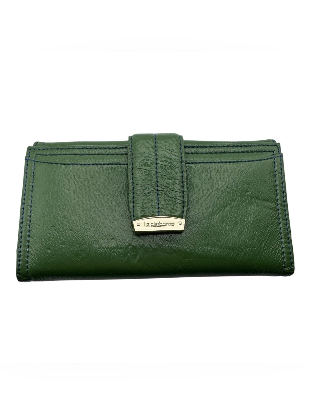 Liz Claiborne Green Faux Leather Trifold Checkbook Wallet Clutch